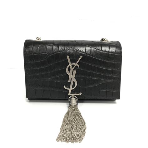 ysl crocodile embossed bag|ysl black bag with tassel.